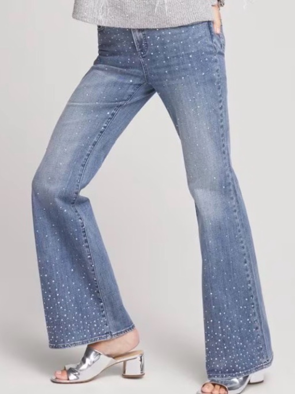 Chico’s So Slimming Girlfriend Jeans with Rhinestone Embellishments, US Size 8R - Picture 3 of 11